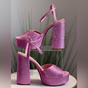 Gianni Bini Pink Rhinestone Platform Heels